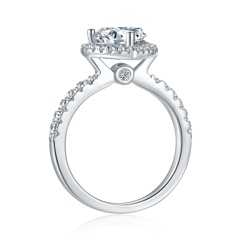 Affordable Luxury心形S925银镀白金MoissaniteWomen's Ring2.0ctD级